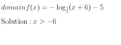 The domain of f(x)=-log_{1/5}(x+6)-5 is x>-6